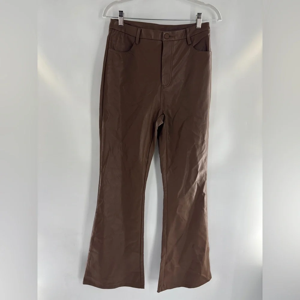PacSun Brown Leather Flare Pants - Picture 6 of 14